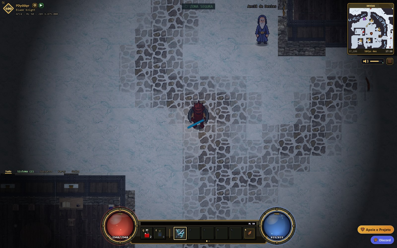 Devias, mapa de neve